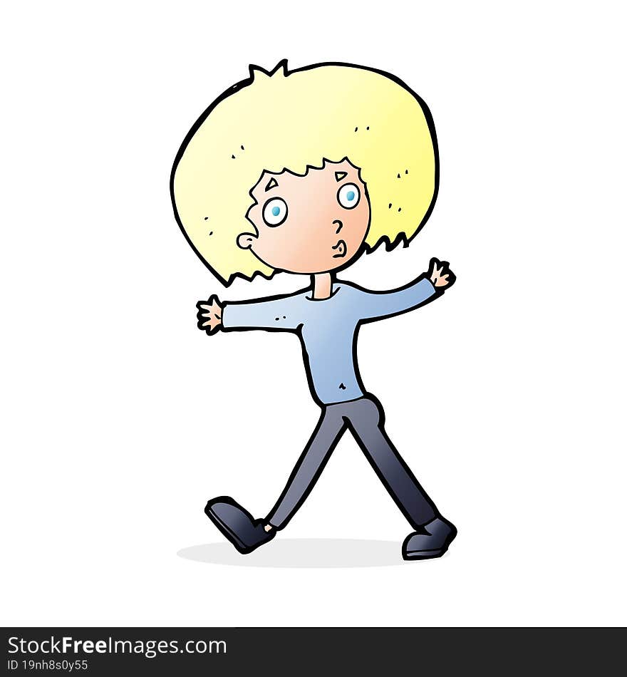 cartoon surprised man walking