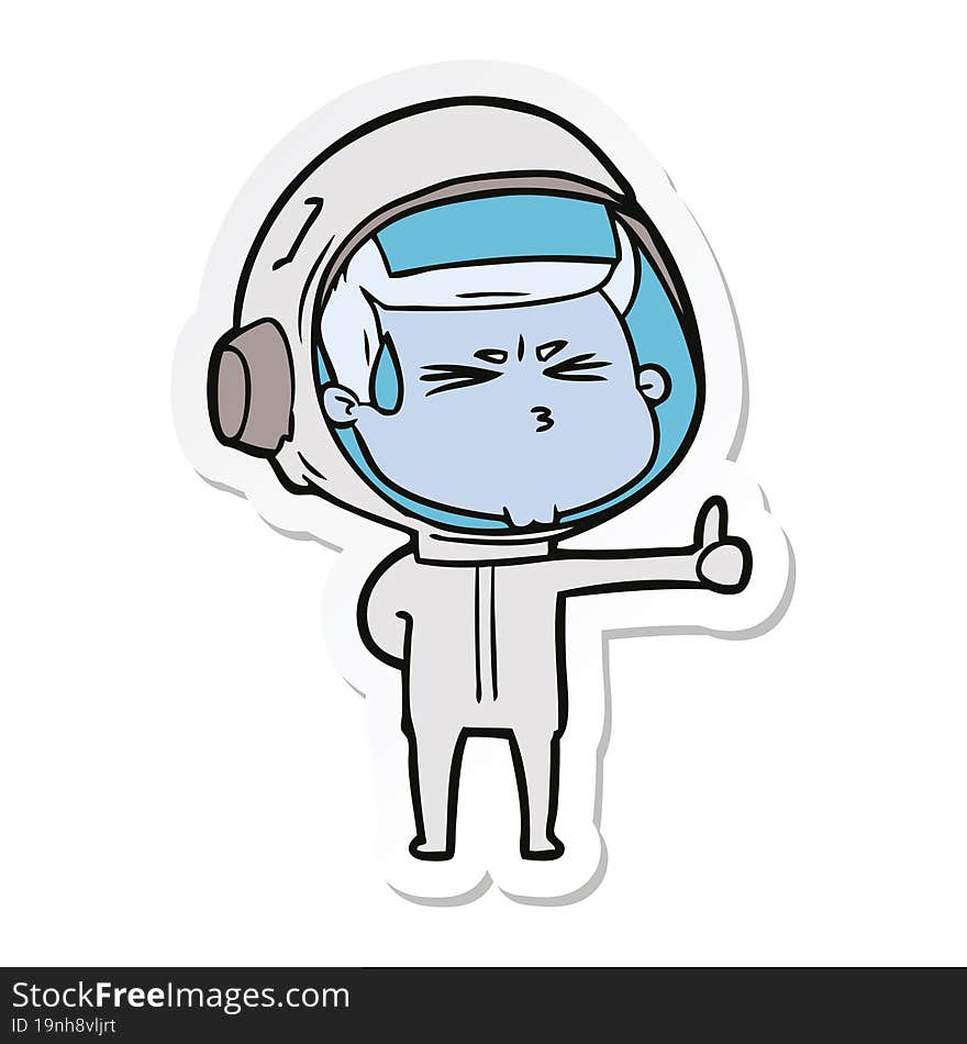 sticker of a cartoon stressed astronaut