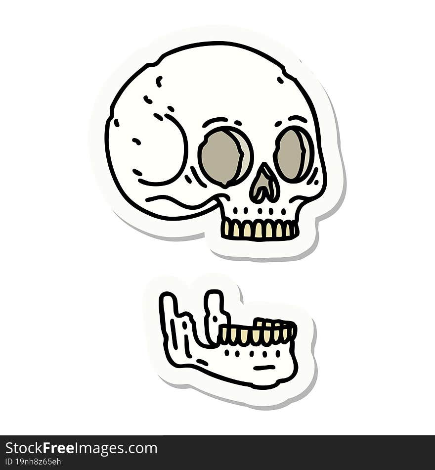 tattoo style sticker of a skull