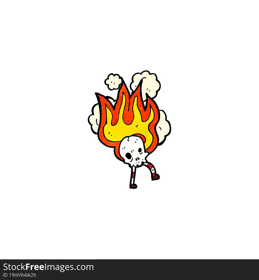 flaming skull cartoon character