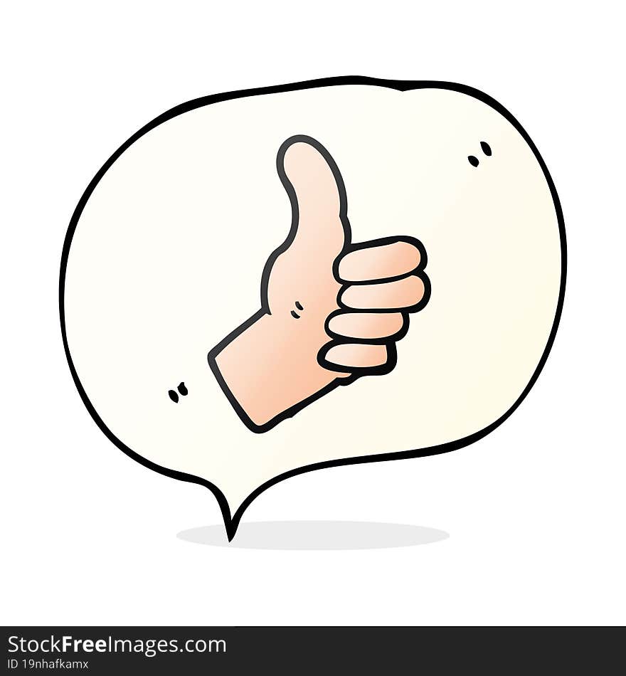 freehand drawn speech bubble cartoon thumbs up sign