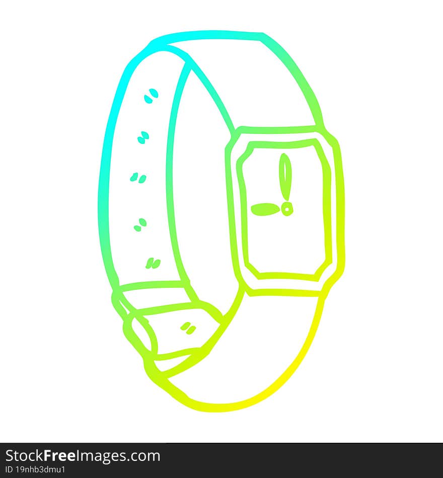 cold gradient line drawing cartoon wrist watch