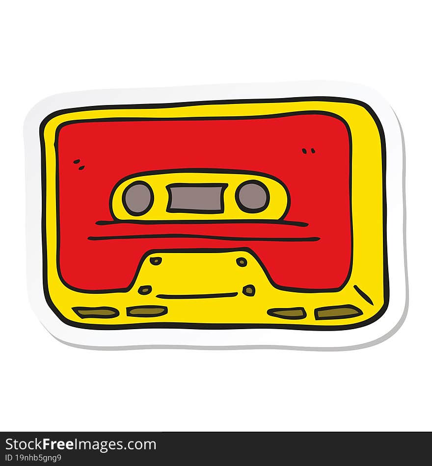 sticker of a cartoon old tape cassette