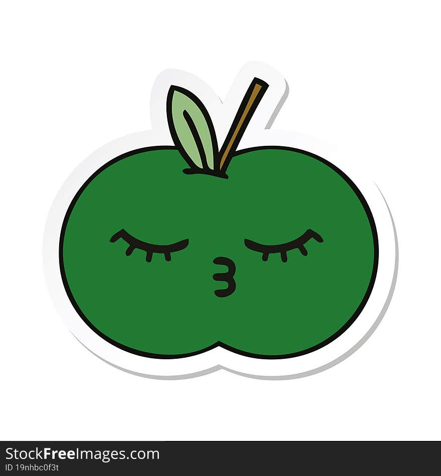 sticker of a cute cartoon juicy apple