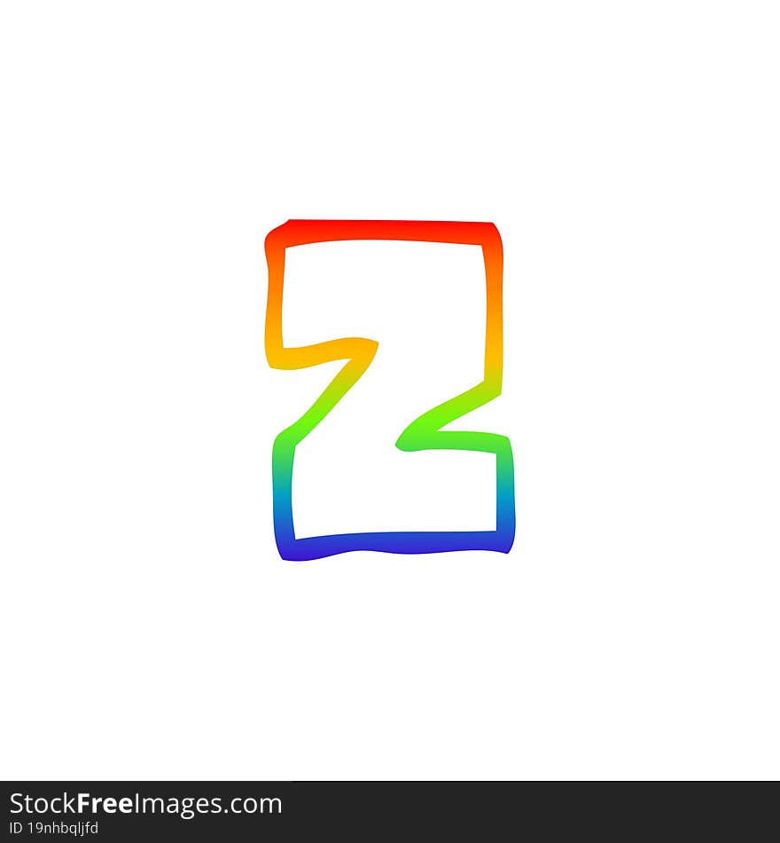 rainbow gradient line drawing of a cartoon letter z