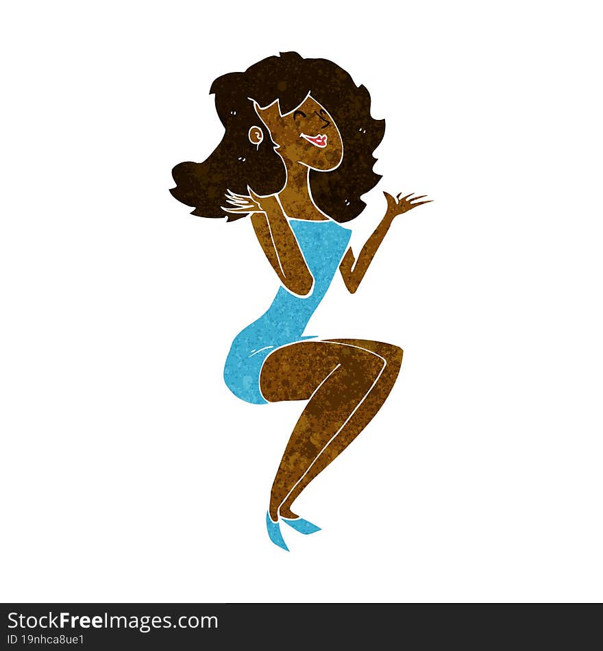 cartoon attractive woman sitting