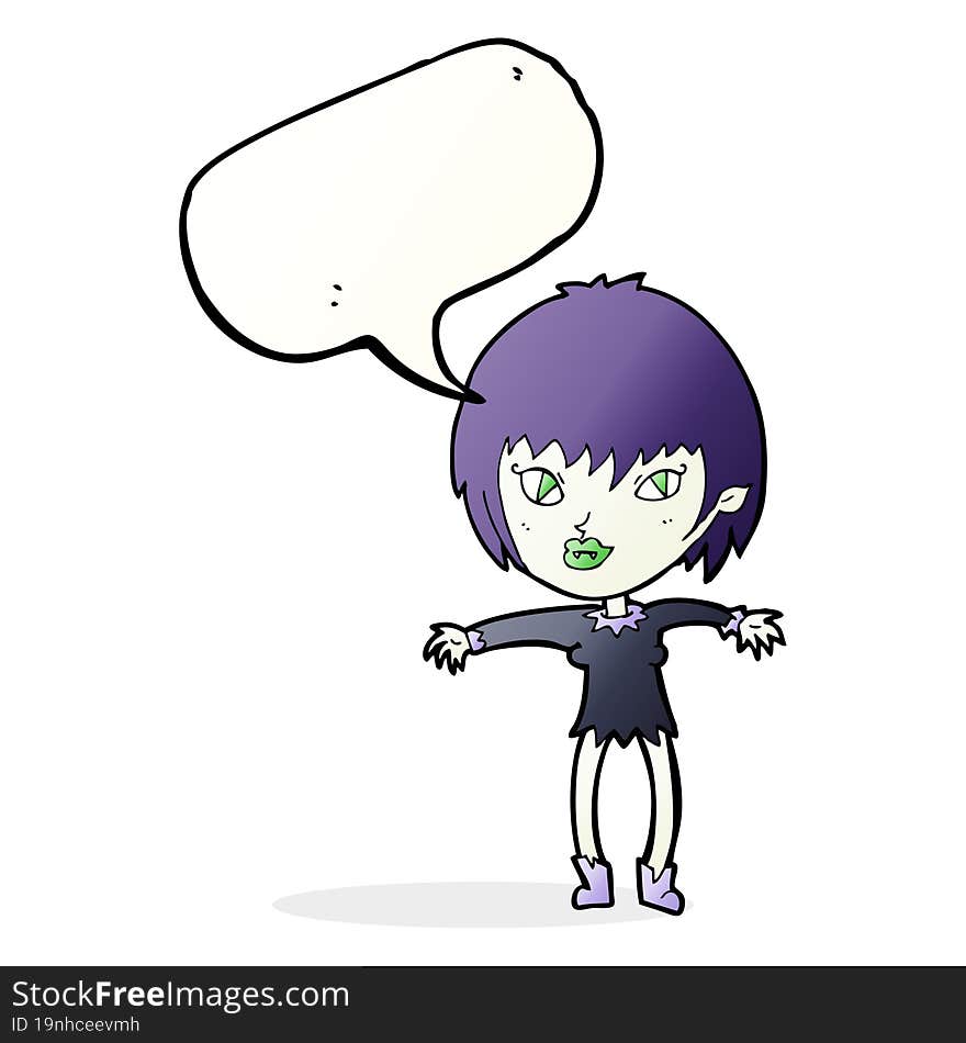 Cartoon Vampire Girl With Speech Bubble