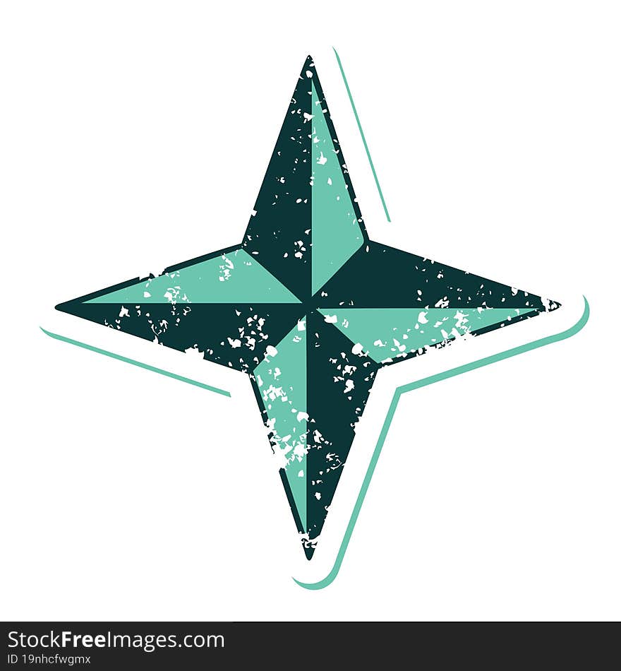 distressed sticker tattoo style icon of a star symbol