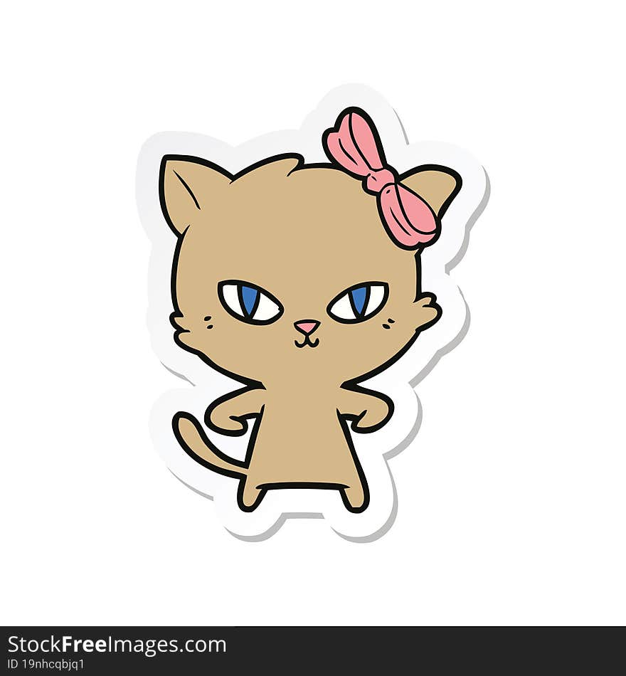 sticker of a cute cartoon cat