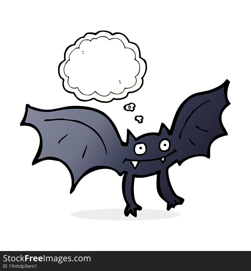 cartoon vampire bat with thought bubble