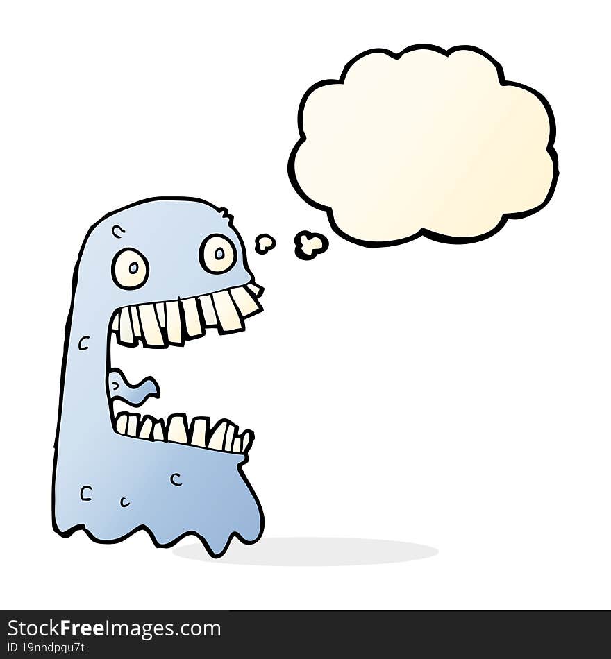 Cartoon Gross Ghost With Thought Bubble