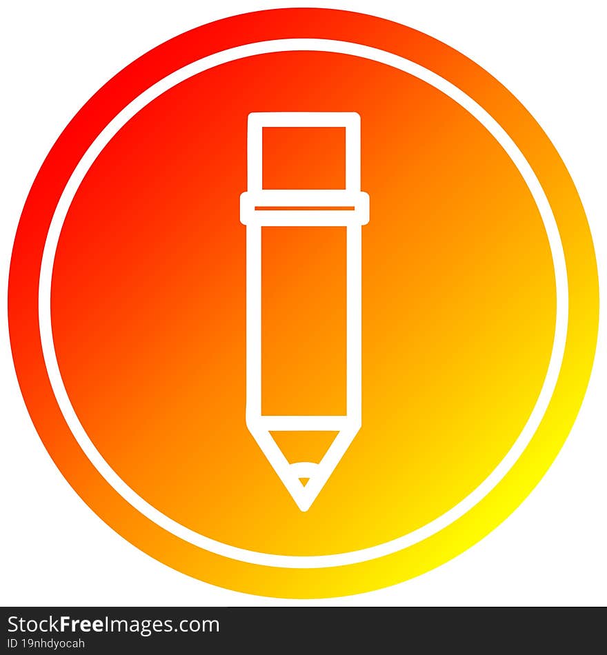 simple pencil circular icon with warm gradient finish. simple pencil circular icon with warm gradient finish