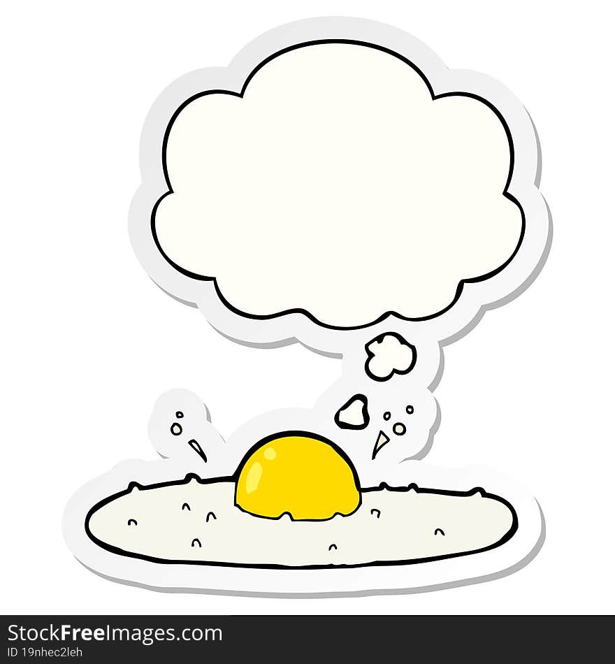 cartoon fried egg with thought bubble as a printed sticker