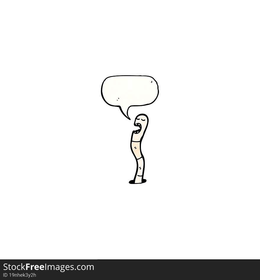 cartoon worm with speech bubble