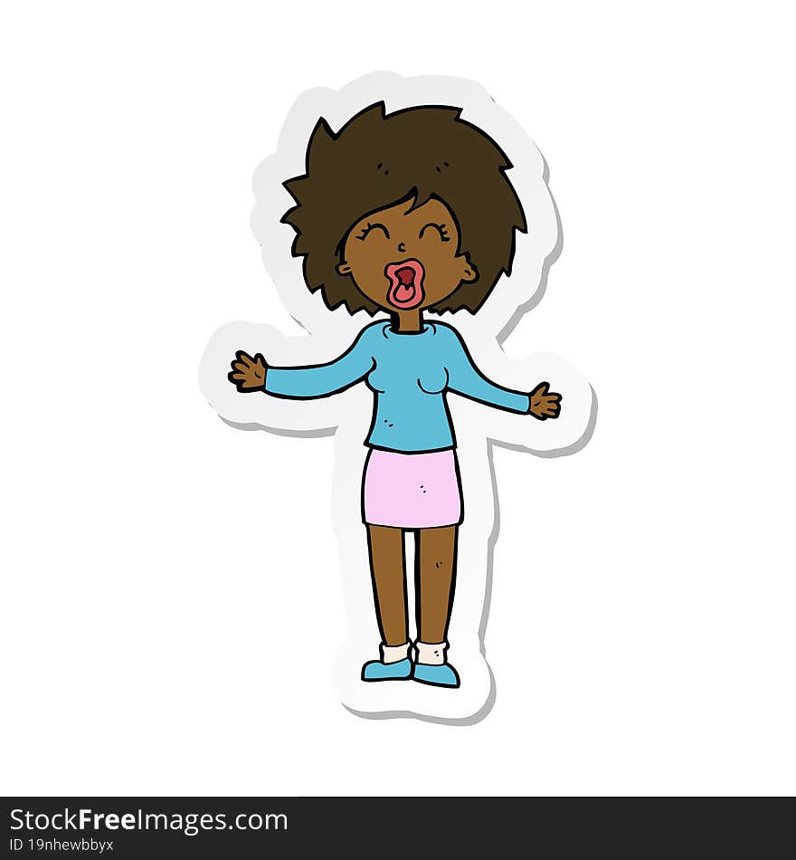 sticker of a cartoon loud woman