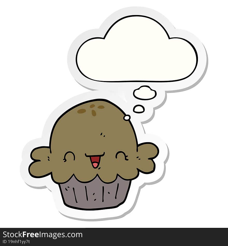 cute cartoon pie and thought bubble as a printed sticker