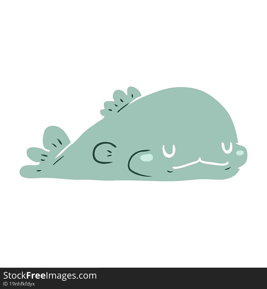 cute flat color style cartoon fish