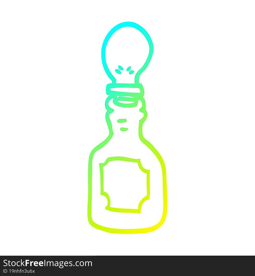 cold gradient line drawing of a cartoon oil dripper with pipette