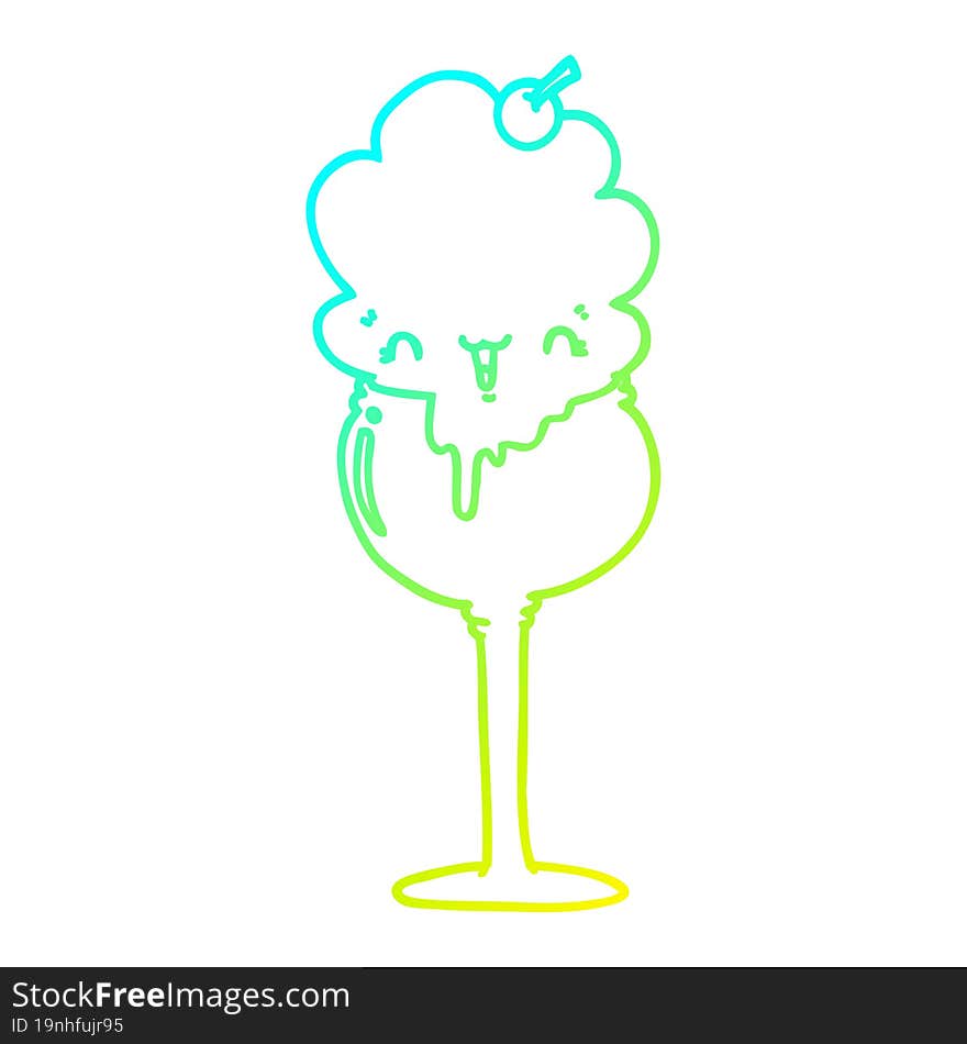 cold gradient line drawing cute cartoon ice cream desert