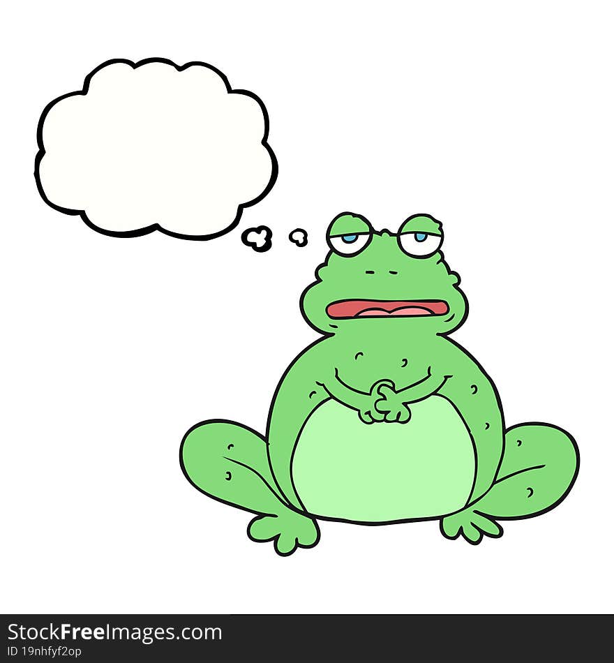 freehand drawn thought bubble cartoon frog