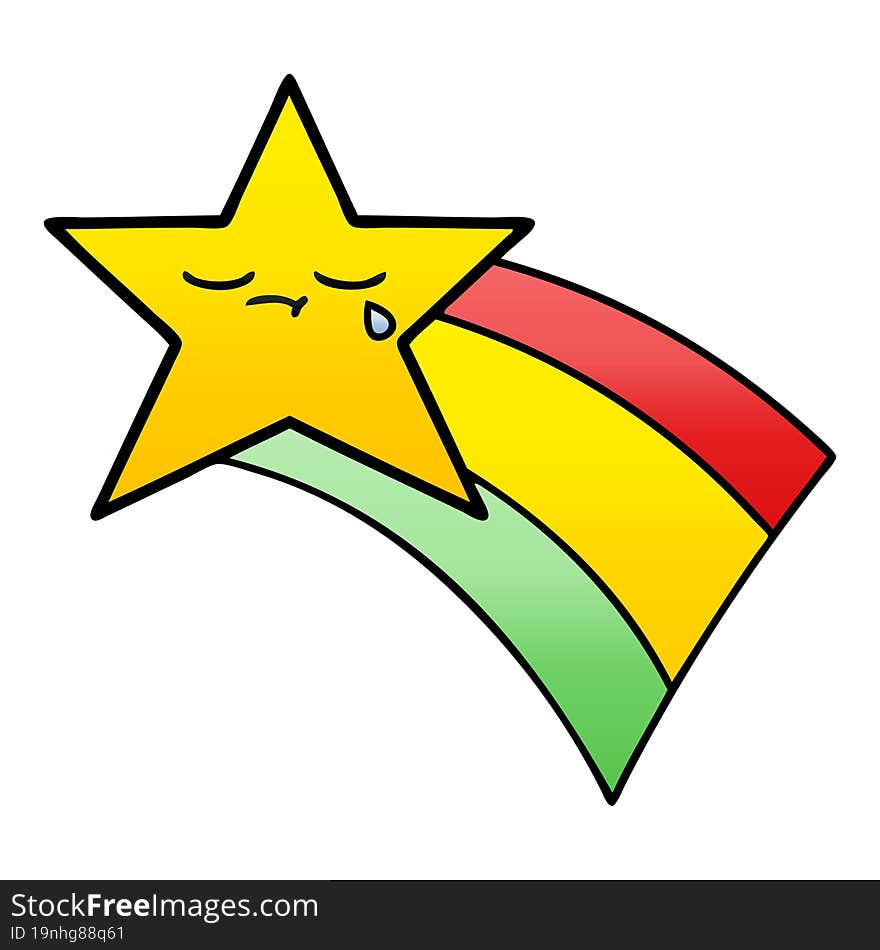 gradient shaded cartoon shooting rainbow star