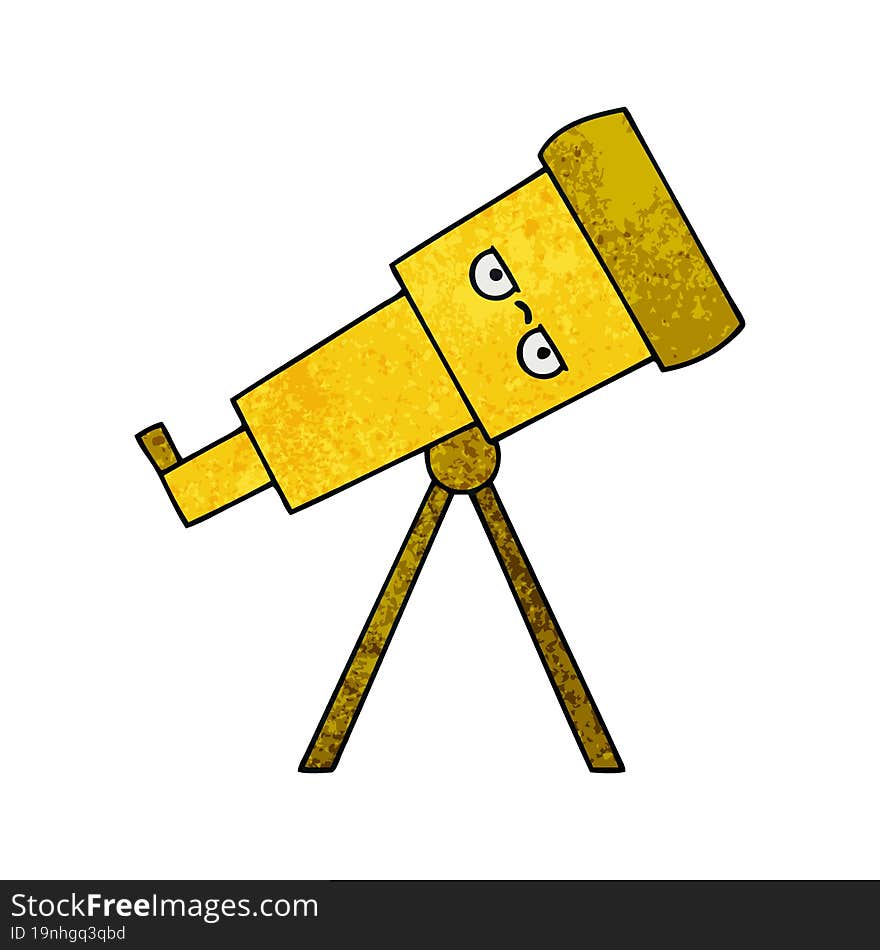 retro grunge texture cartoon of a telescope