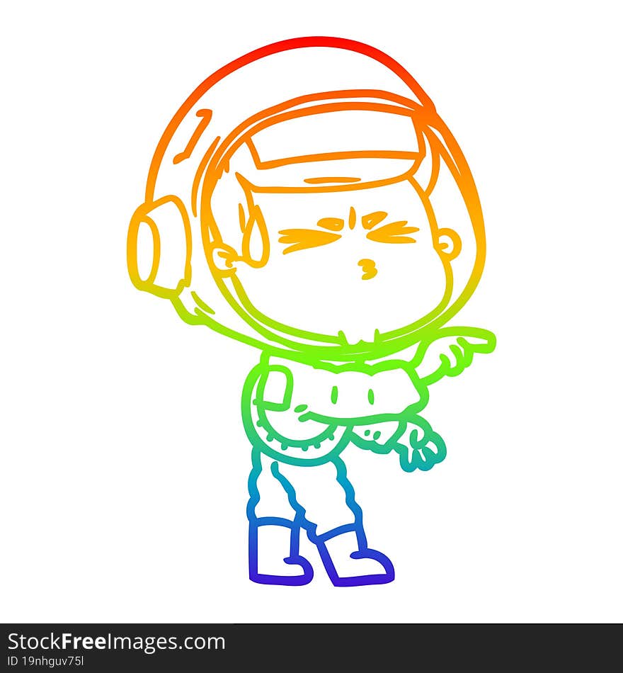 rainbow gradient line drawing cartoon stressed astronaut