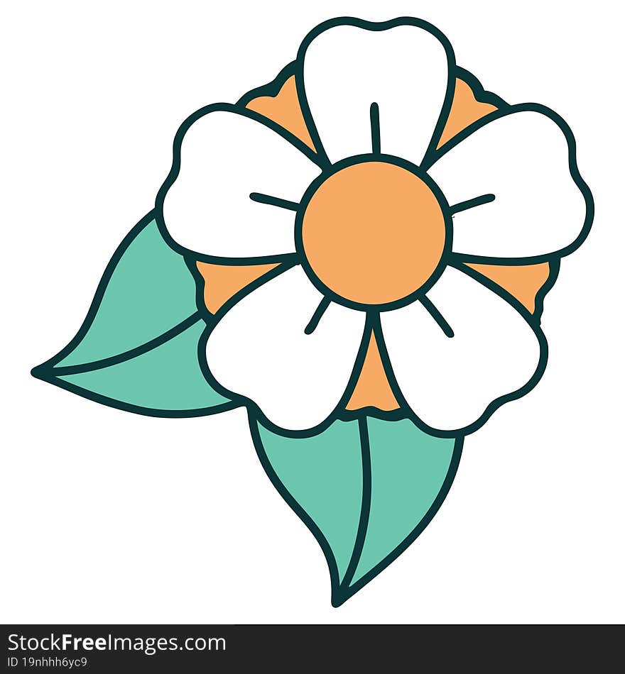 tattoo style icon of a flower