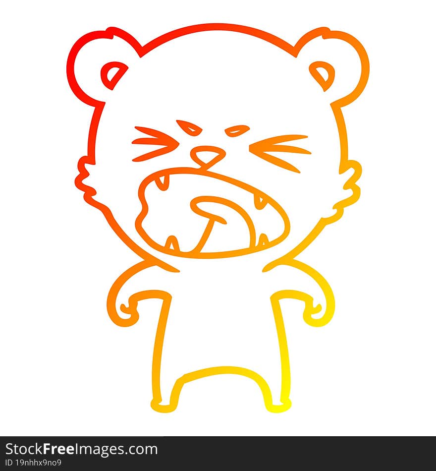 warm gradient line drawing angry cartoon bear