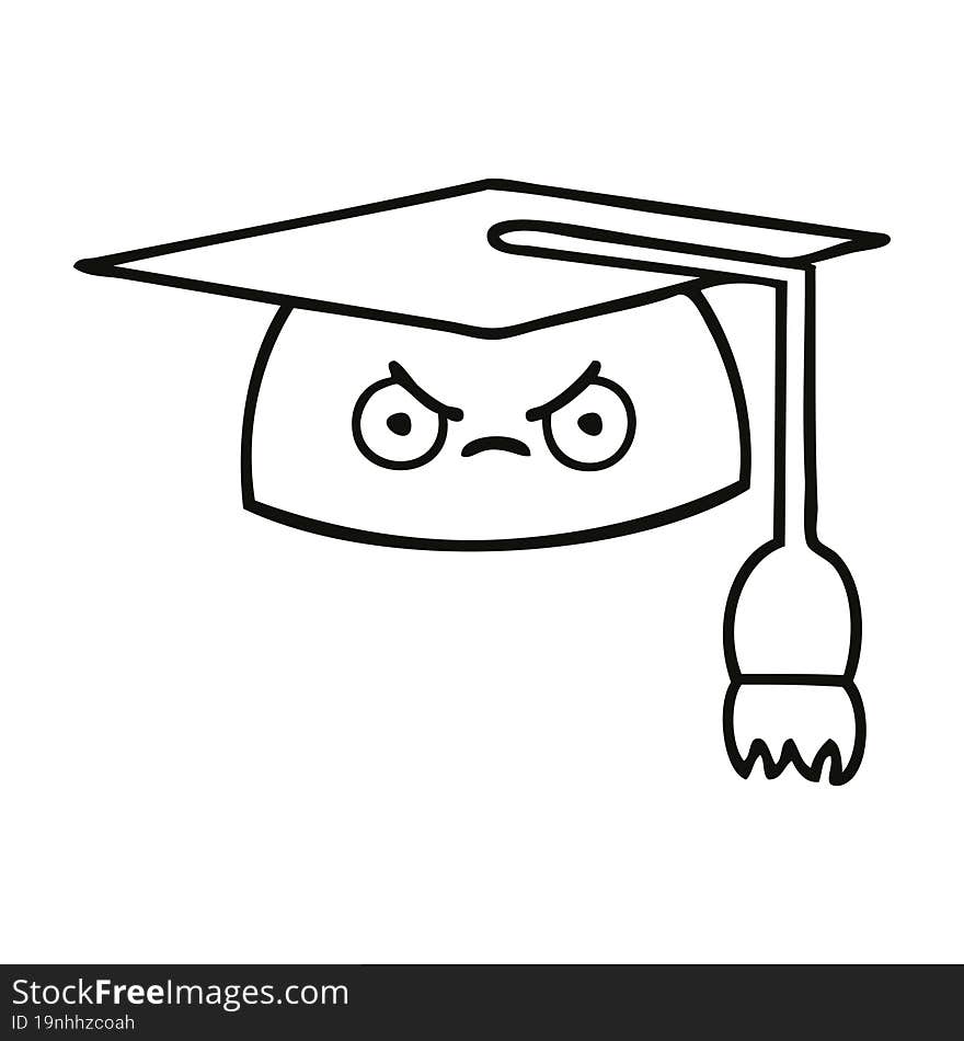 line drawing cartoon graduation hat