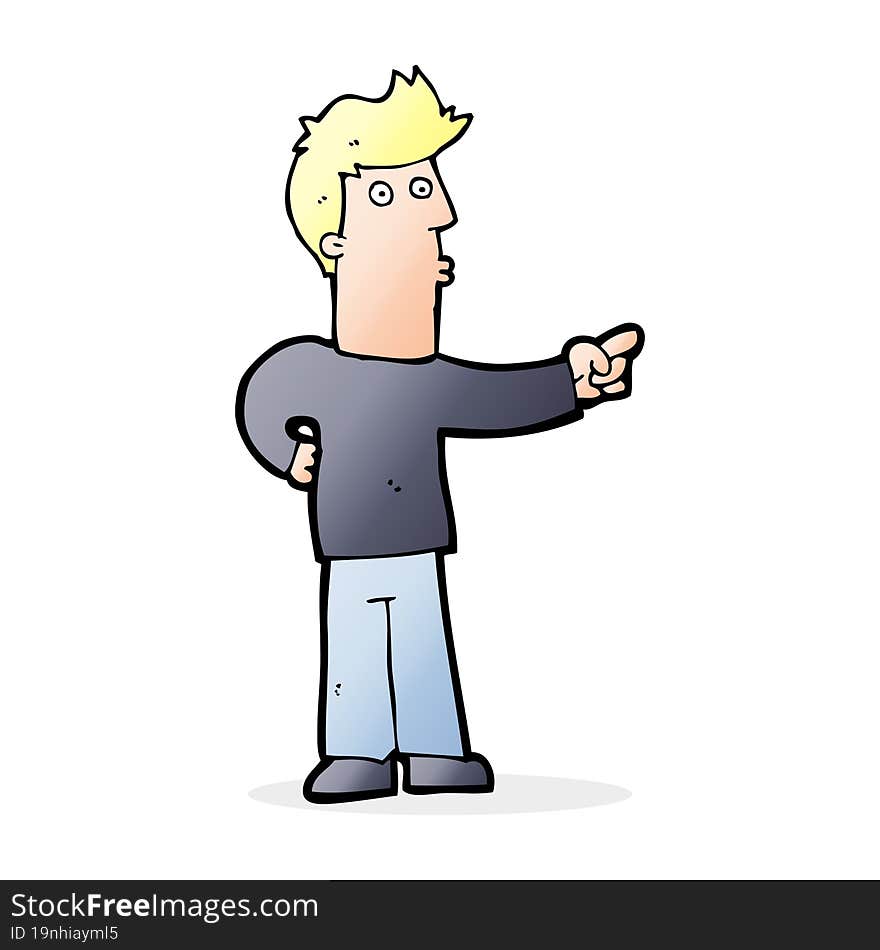 Cartoon Curious Man Pointing