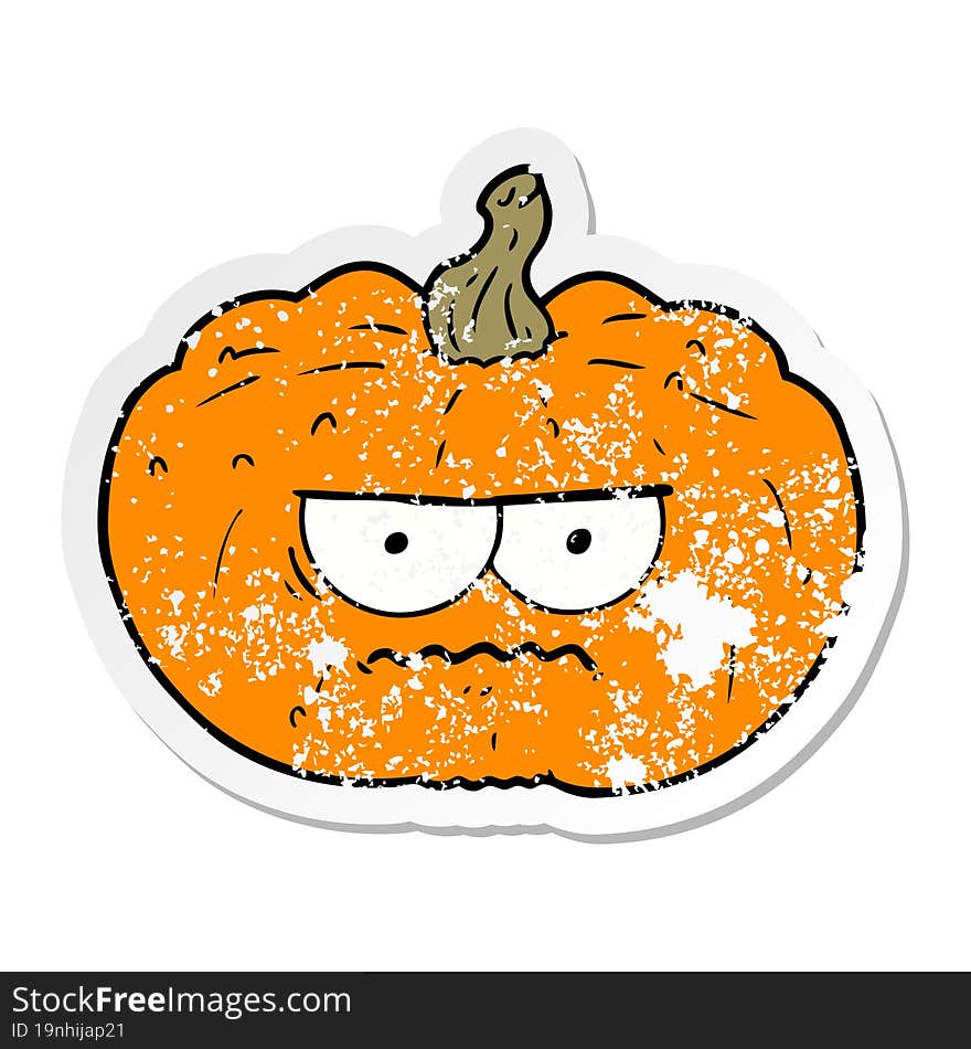 distressed sticker of a cartoon pumpkin