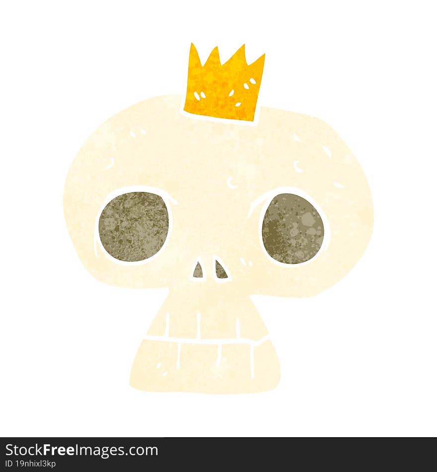 Retro Cartoon Skull With Crown