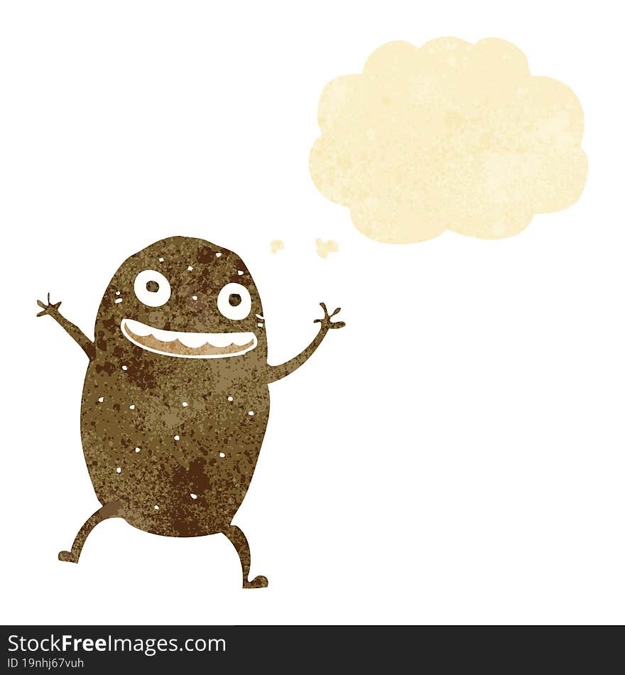 cartoon happy potato with thought bubble