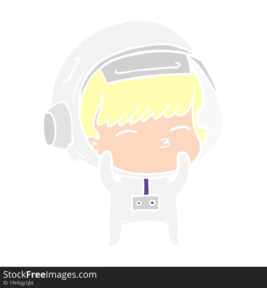 flat color style cartoon curious astronaut