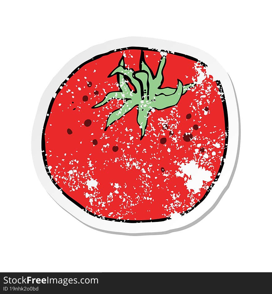 retro distressed sticker of a cartoon tomato