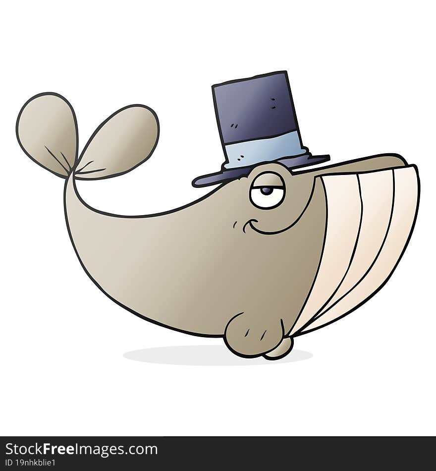 cartoon whale wearing top hat