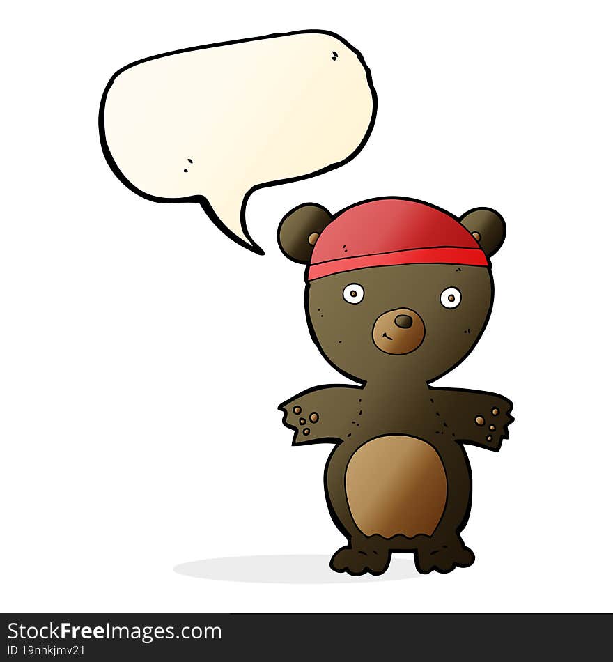 cartoon cute black bear with speech bubble