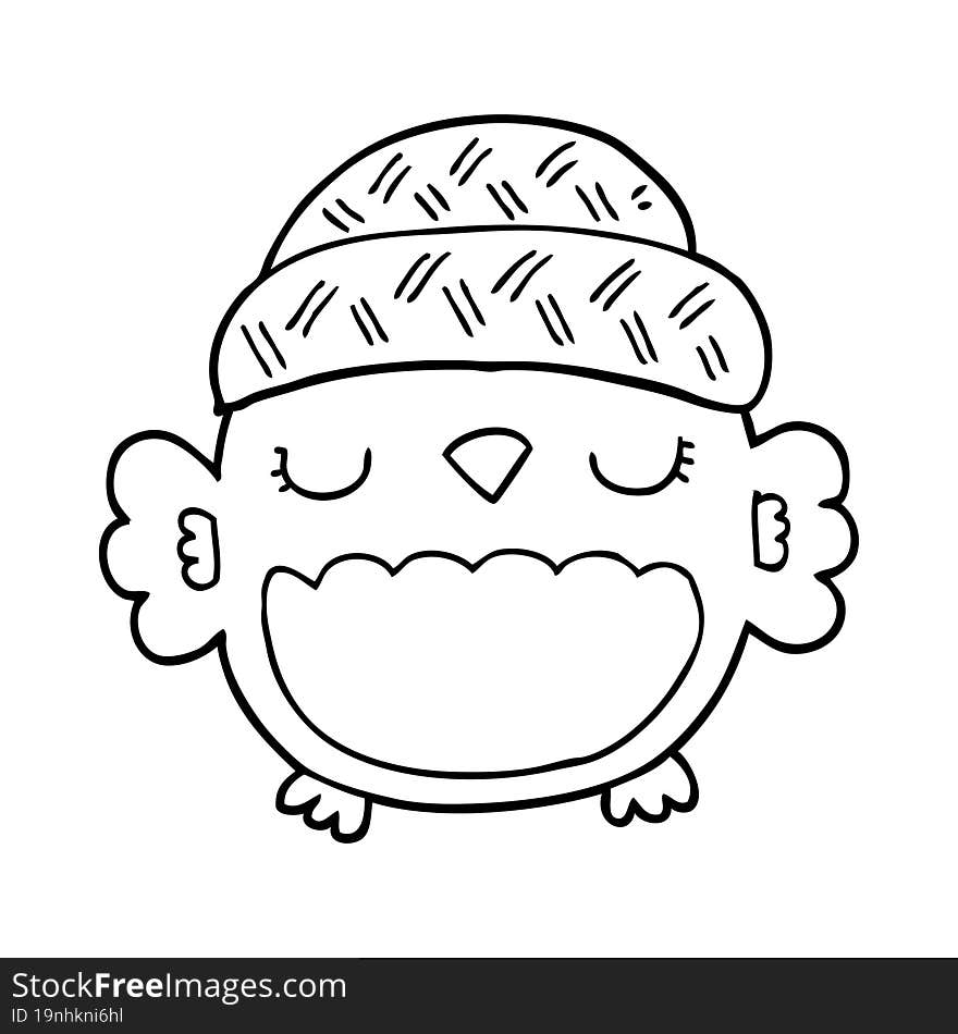 Cute Cartoon Owl In Hat