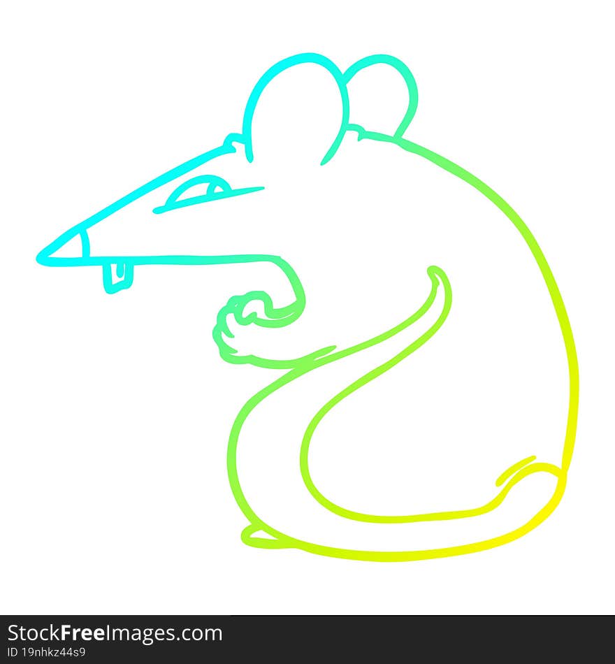 Cold Gradient Line Drawing Sly Cartoon Rat