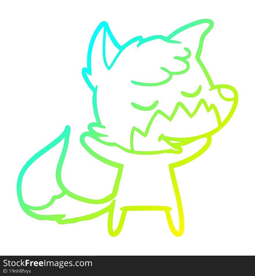 cold gradient line drawing friendly cartoon fox