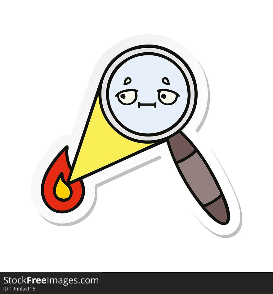 sticker of a cute cartoon magnifying glass