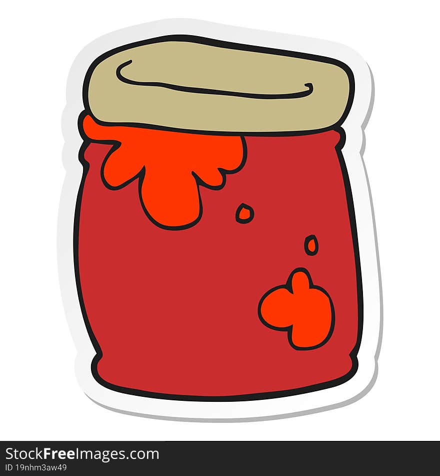 sticker of a cartoon jar of jam