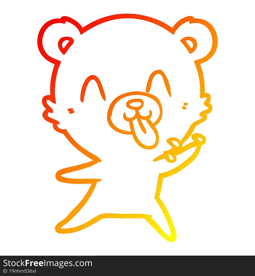 warm gradient line drawing rude cartoon bear