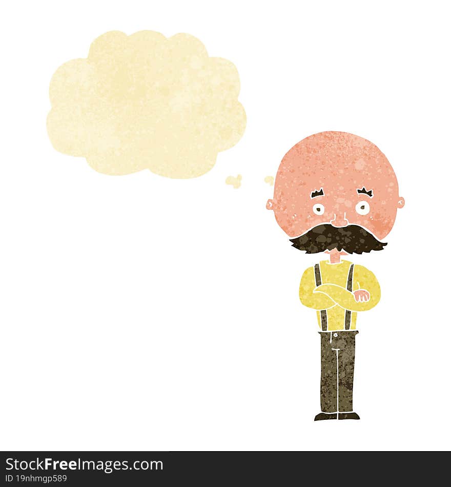 cartoon grandfather with thought bubble