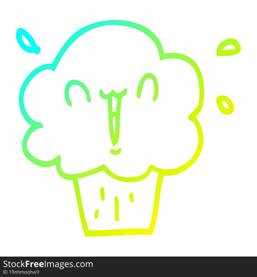 cold gradient line drawing cartoon cupcake