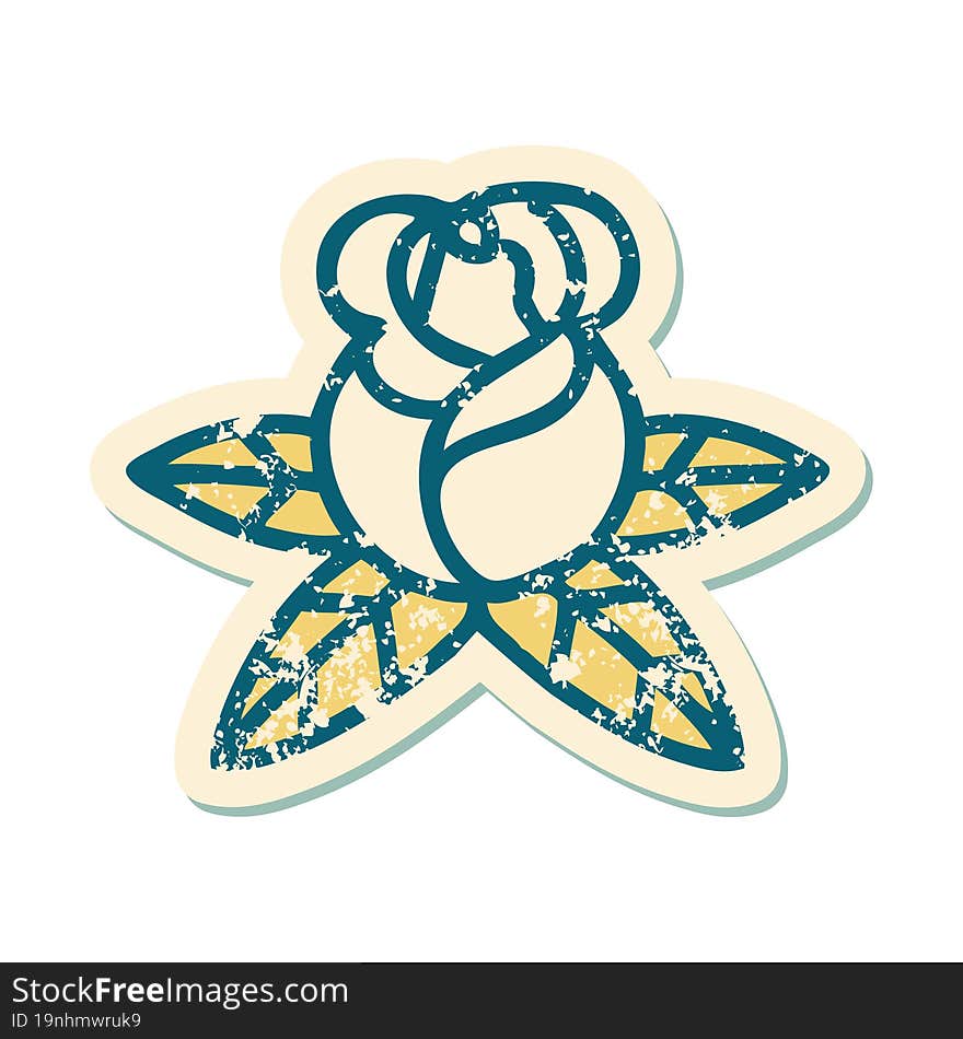 distressed sticker tattoo style icon of a single rose