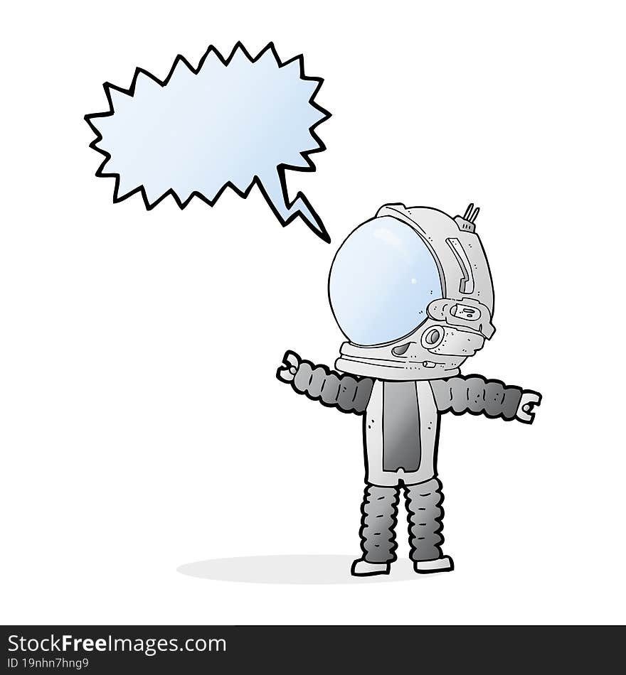 cartoon astronaut with speech bubble