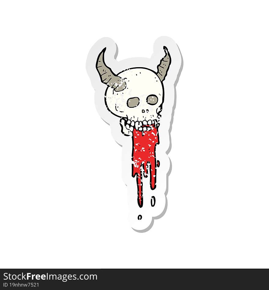 Retro Distressed Sticker Of A Cartoon Spooky Halloween Skull