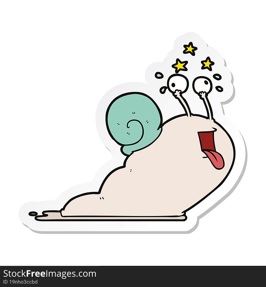 Sticker Of A Crazy Cartoon Snail